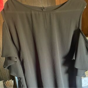 by & by Black Top with Ruffle Detail